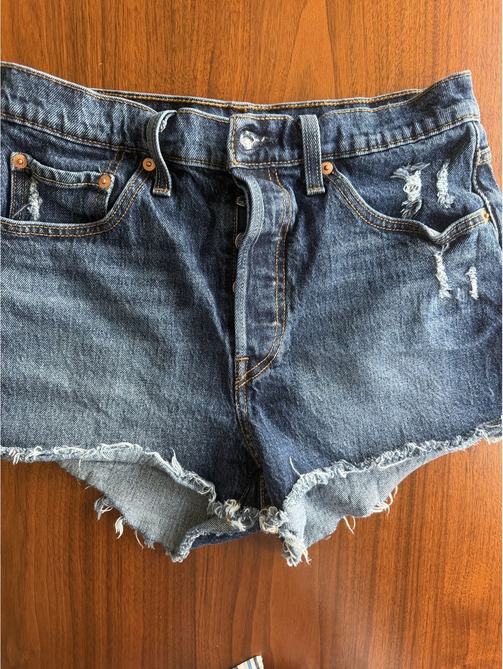 Levi's Women's Medium Wash Distressed Denim Cut-Off Shorts - Size W28